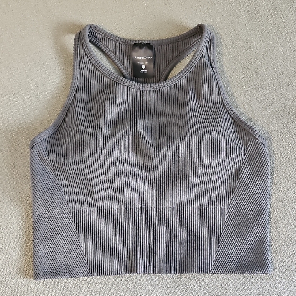Gray Ribbed Women's Crop Top